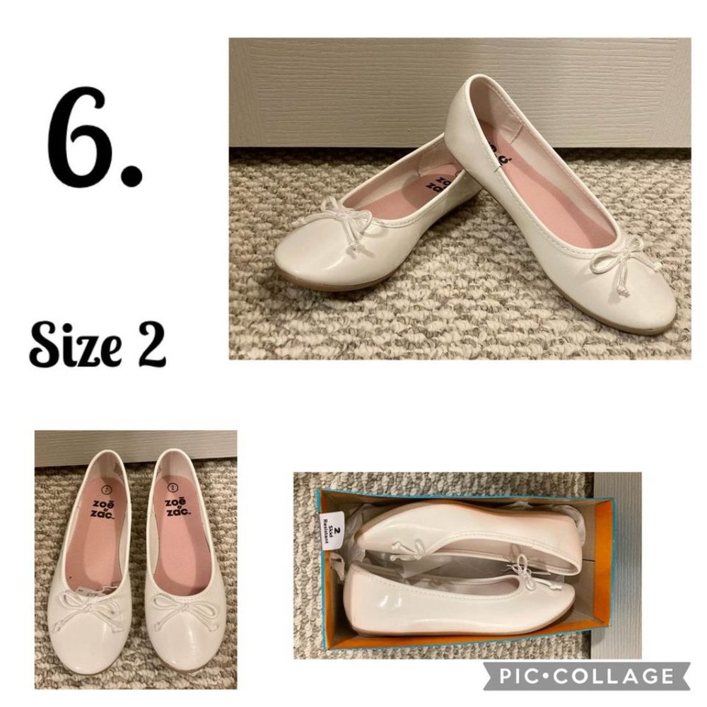 Girl's Size 2 White Ballet Flats New with tags